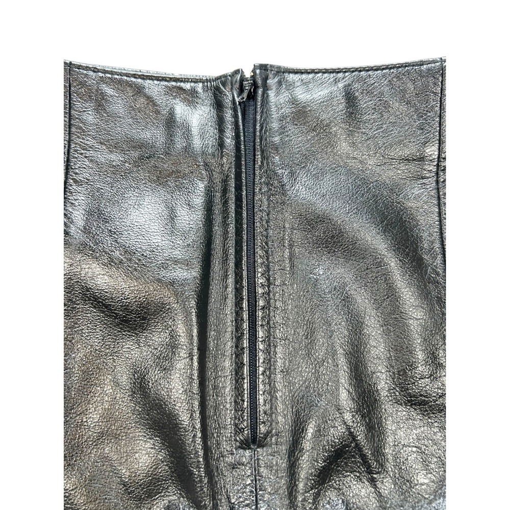 J.F.S. Signature Leather Black Genuine Leather Pencil Skirt Size 10 Vintage - Picture 4 of 6